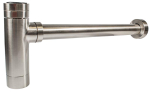 1 1/4" Modern Bottle Trap 400mm Extended-Wall Flange 76mm Seal Brushed-Nickel