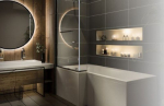 Fresssh Solarna 1400 x 850 x 6 L-Shaped Shower Bath Screen Chrome/Clear