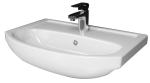 Atlas 500mm D-Shaped Semi Recessed Basin Two Taphole White