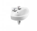 Atlas 470mm Corner Basin Two Taphole White