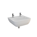 Atlas Portsmouth 500mm Basin No Overflow Chain Stay Two Taphole White