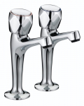 Club High Neck Pillar Taps Chrome Plated With Metal Heads