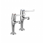 Lever High Neck Pillar Taps Ch Rome Plated With 6" Levers & C