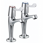 Lever High Neck Pillar Taps Ch Rome Plated With Ceramic Disc