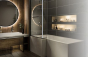 Fresssh Solarna 1400 x 850 x 6 L-Shaped Shower Bath Screen Chrome/Clear