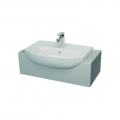 Atlas 500mm D-Shaped Semi Recessed Basin One Taphole White