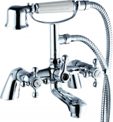 Kensington Cross Bath Shower Mixer & Kit (Two Taphole) Chrome