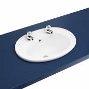 Atlas 530mm Vanity Basin Two Taphole White