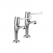Lever High Neck Pillar Taps Ch Rome Plated With 6inch Levers & C