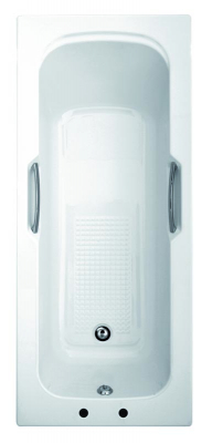 Fresssh Granada 2 1700 x 700 -5mm Single End Twin Grip Anti Slip Two Taphole White