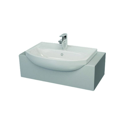 Atlas 500mm D-Shaped Semi Recessed Basin One Taphole White