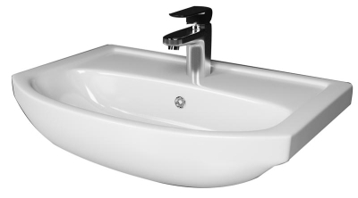 Atlas 500mm D-Shaped Semi Recessed Basin Two Taphole White