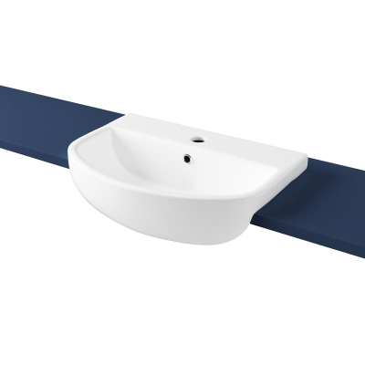 Atlas 500mm Semi Recessed Basin One Taphole White
