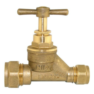 Brass Stoptap 28mm Compression
