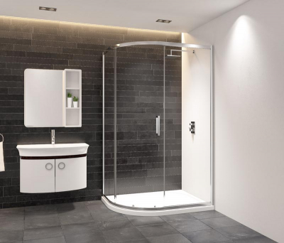 Instinct 8 Single Door Offset Quad Enclosure 1000X800mm Chrome 2 Boxes