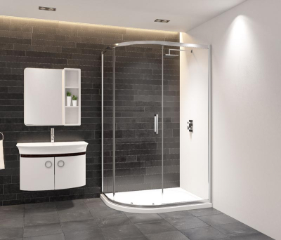 Instinct 8 Single Door Offset Quad Enclosure 1200X900mm Chrome 2 Boxes