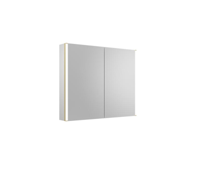 Hanlith 665 x 800 x 130mm Double Door LED Illuminated Mirror Cabinet Brushed Brass Trim