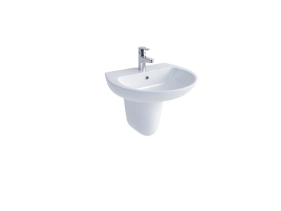 Atlas Professional 500mm Thin Lipped Round Basin One Taphole White