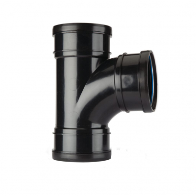 Polypipe 110mm x 90° Triple Socket Junction Black