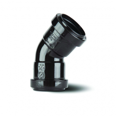 Polypipe 40mm 45°Pushfit Waste Obtuse Bend Black