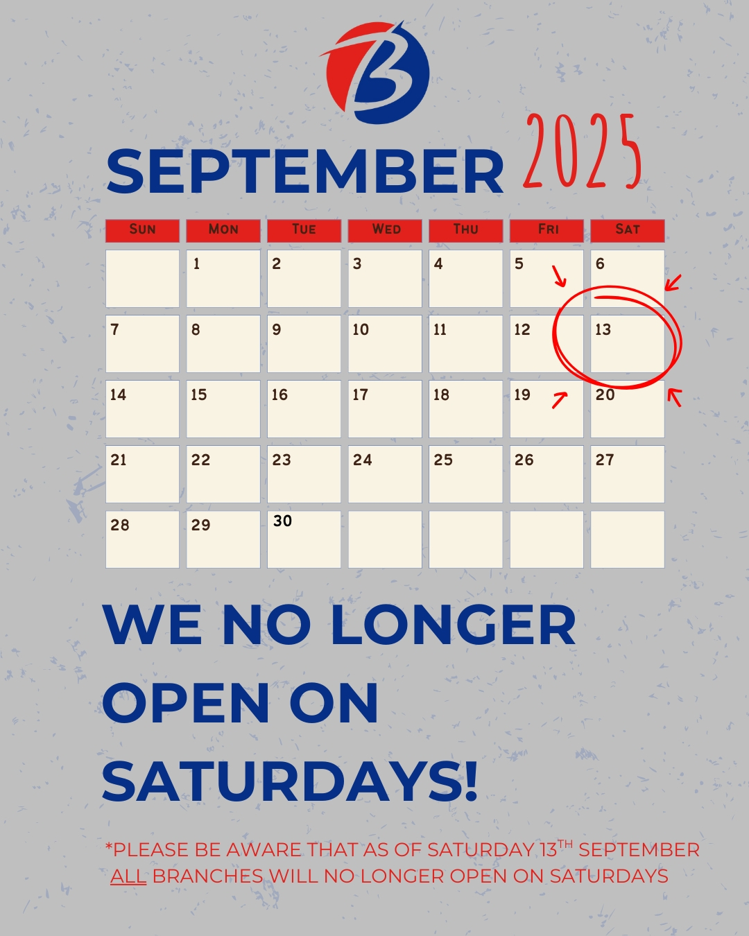 Saturday Closure
