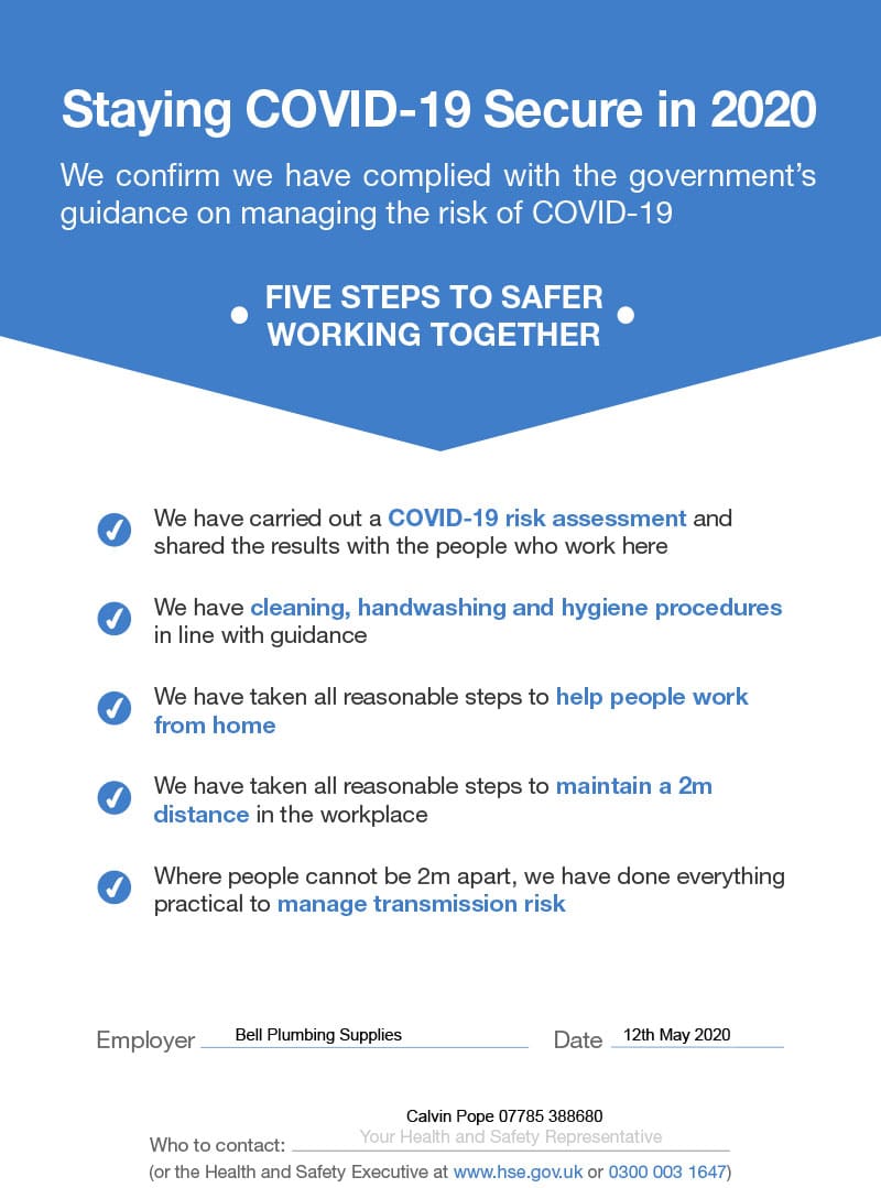 Staying covid 19 secure2020