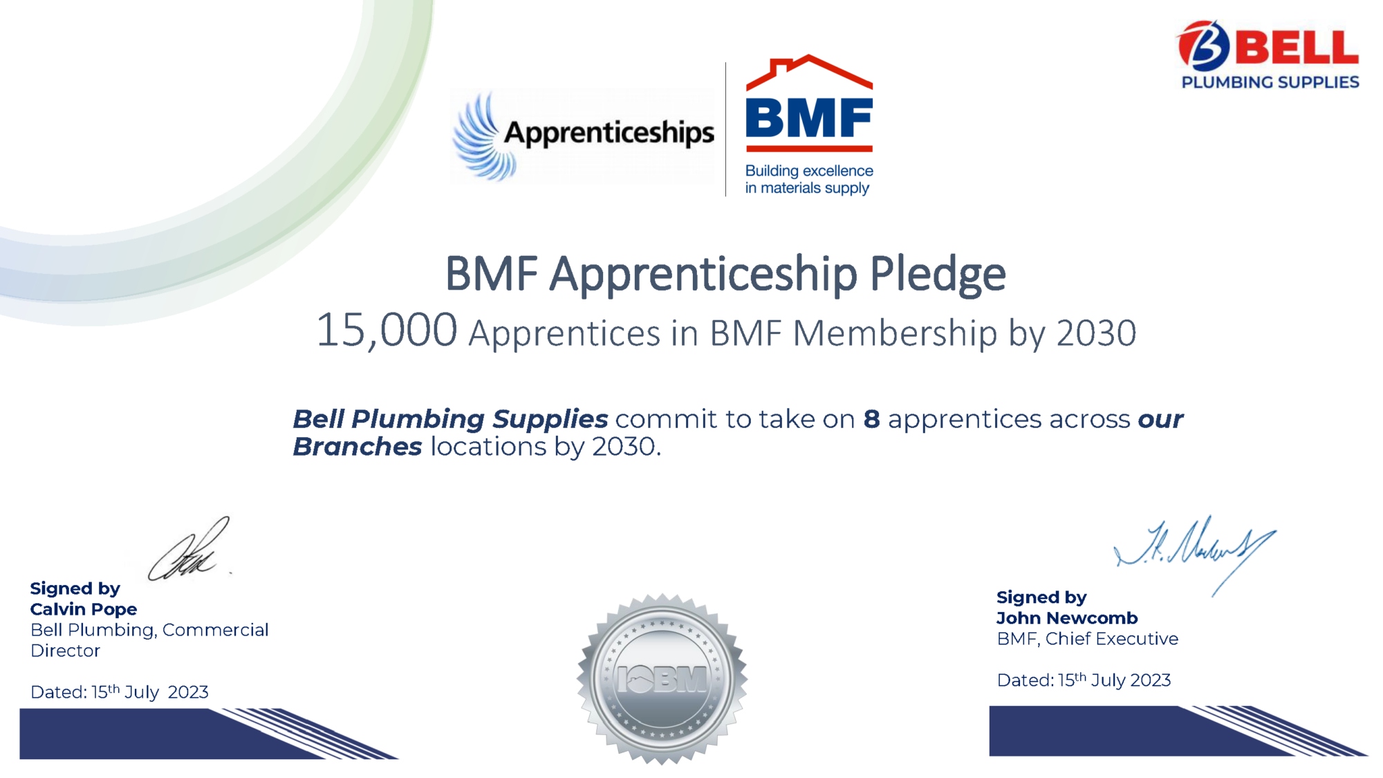 Bell Plumbings Apprenticeship Pledge